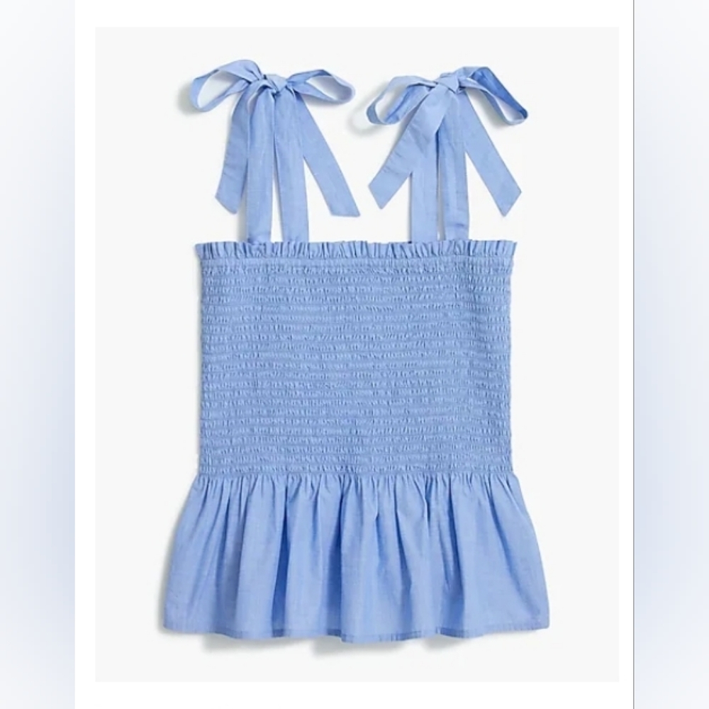 NWT JCrew tie shoulder smocked top
